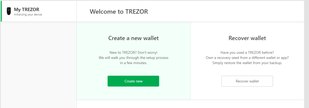 trezor wallet aanmaken